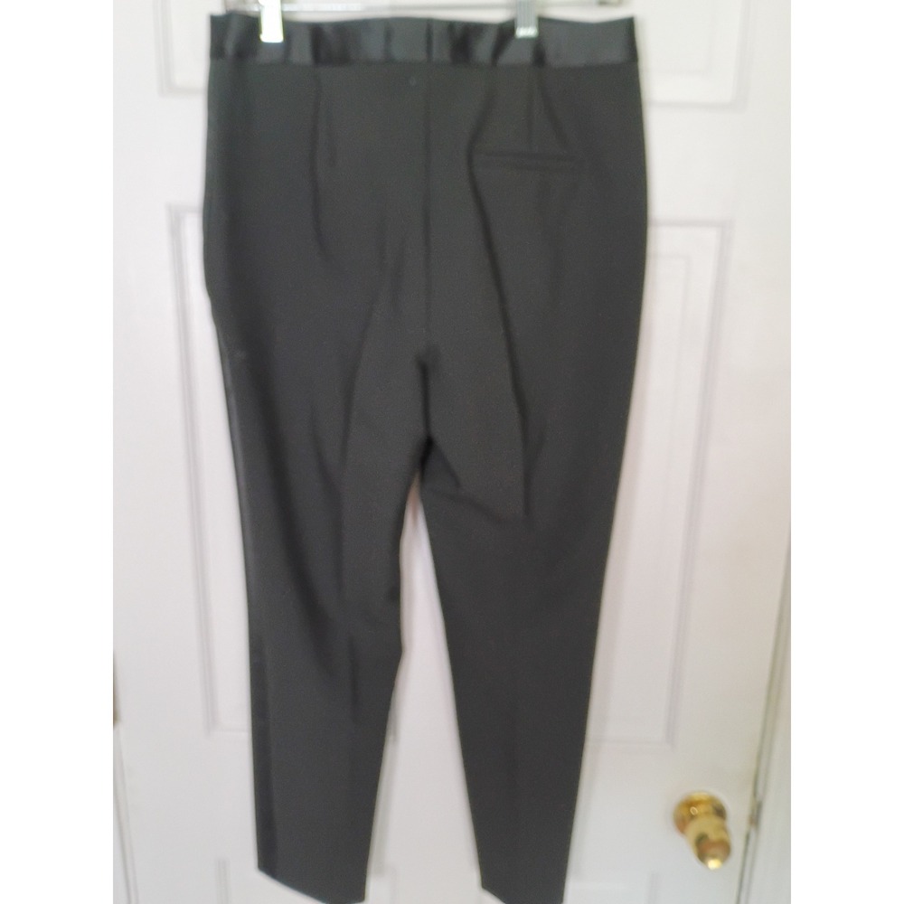 Zara Basic Black Tuxedo Trousers Satin Trim Side Stripe Tapered Pants Womens L - Picture 2 of 4